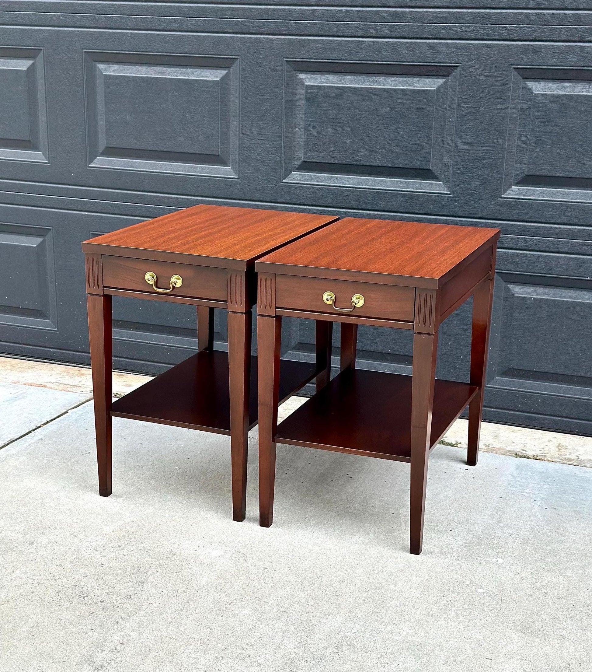 Vintage 1970's Mersman Traditional Mahogany End Tables - a Pair