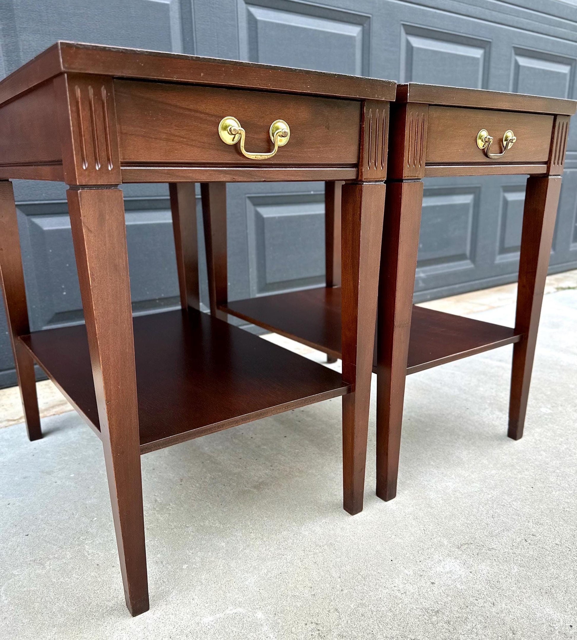 Vintage 1970's Mersman Traditional Mahogany End Tables - a Pair