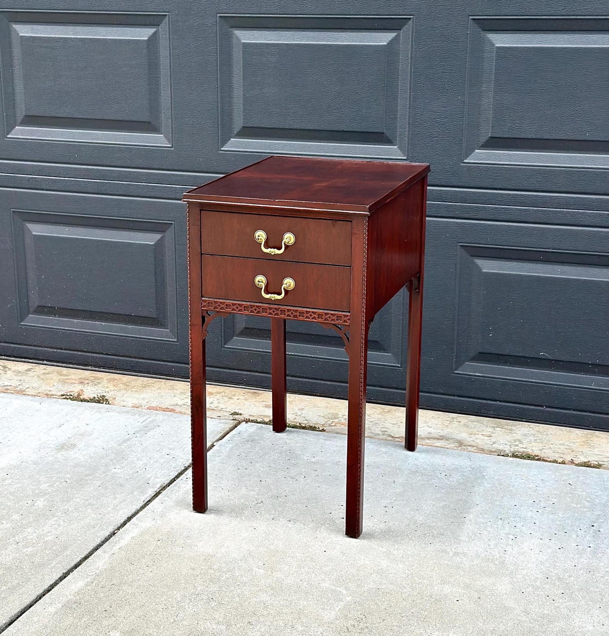 Antique 1920's Edwardian Two Drawer Mahogany Side Table