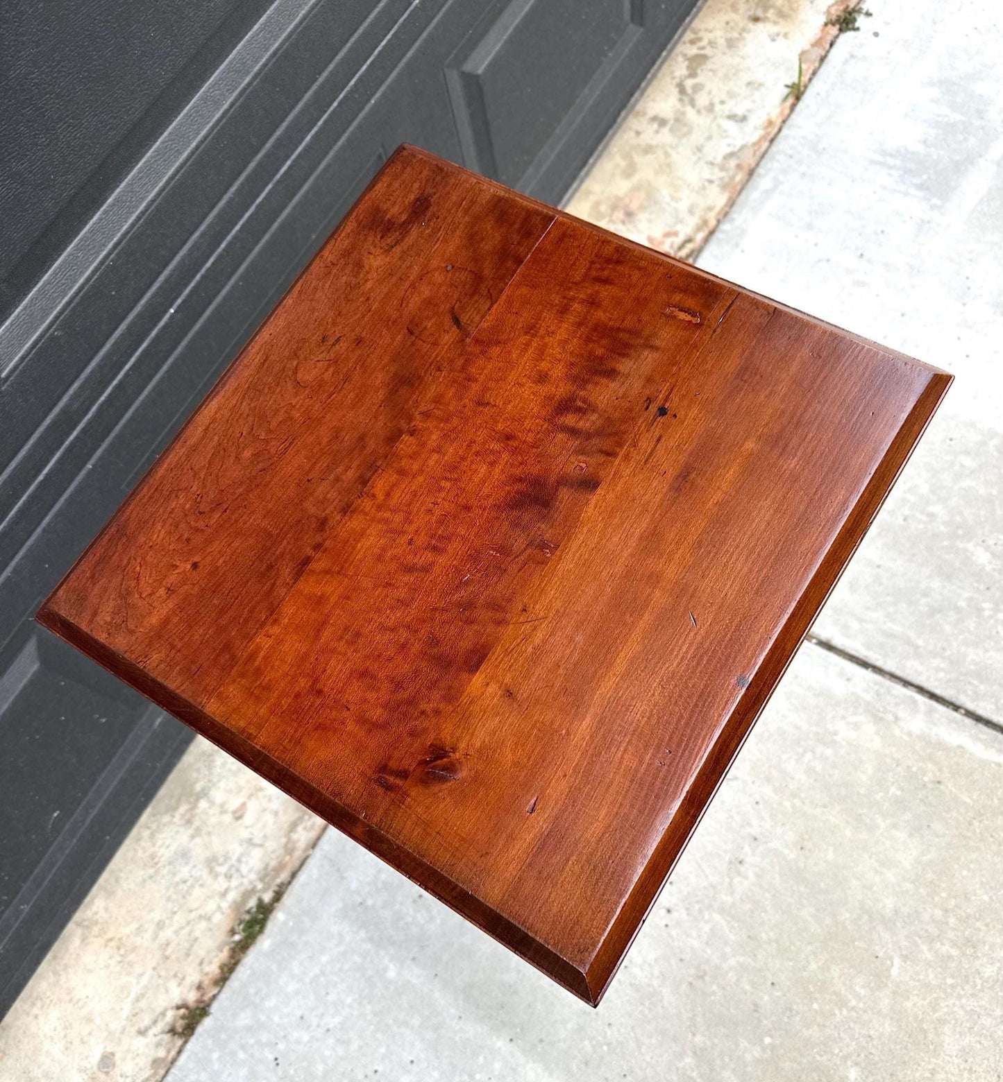 Antique Carved Solid Maple Tall Side Table