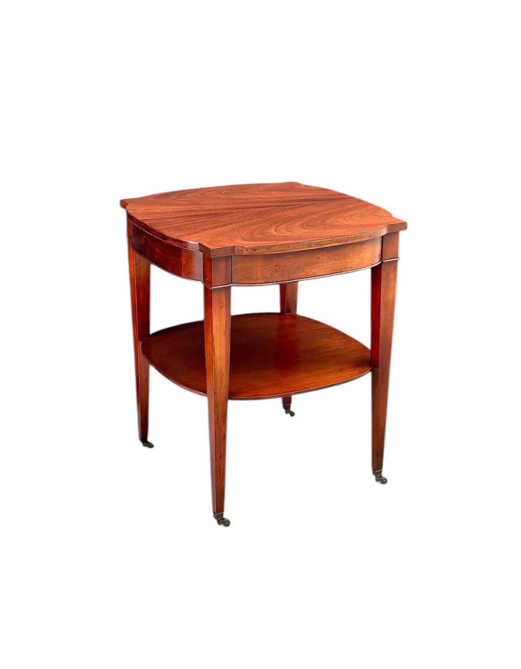 Vintage 1950's Mahogany Two Tier Side Table on Casters
