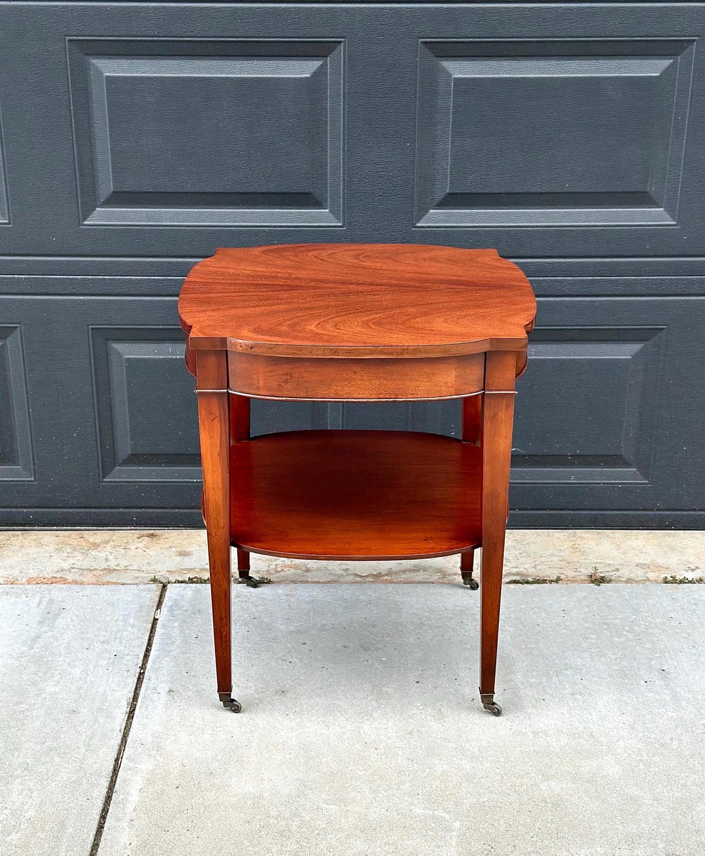 Vintage 1950's Mahogany Two Tier Side Table on Casters