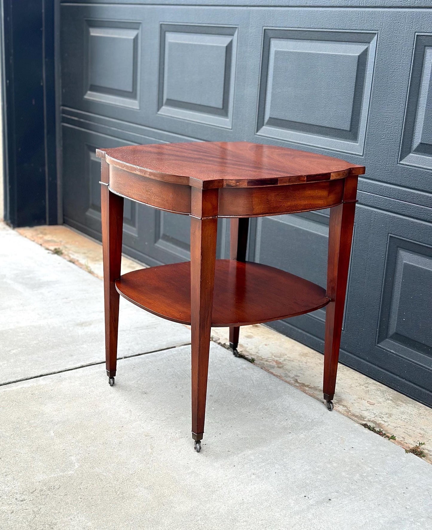 Vintage 1950's Mahogany Two Tier Side Table on Casters