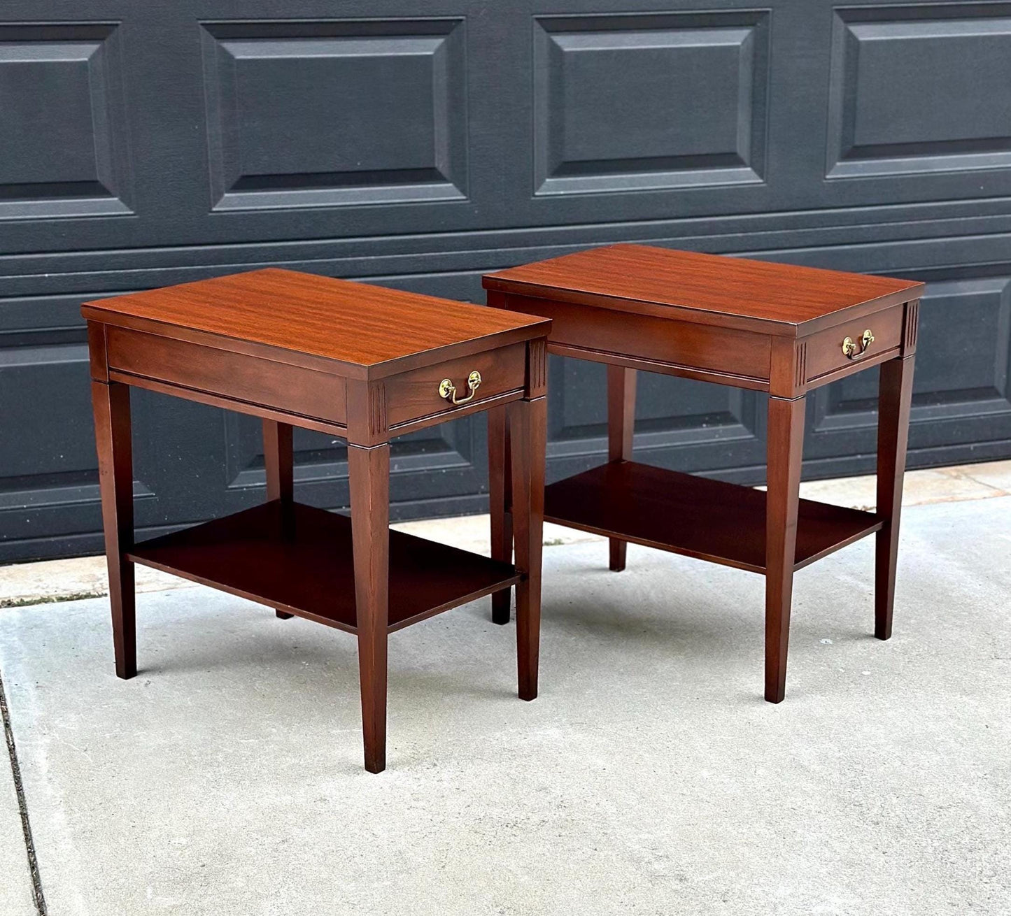 Vintage 1970's Mersman Traditional Mahogany End Tables - a Pair