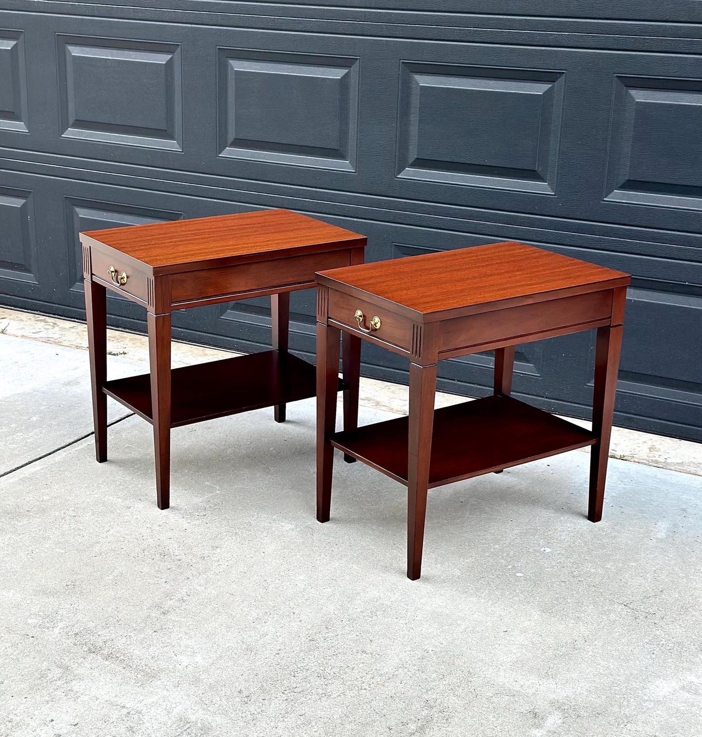 Vintage 1970's Mersman Traditional Mahogany End Tables - a Pair