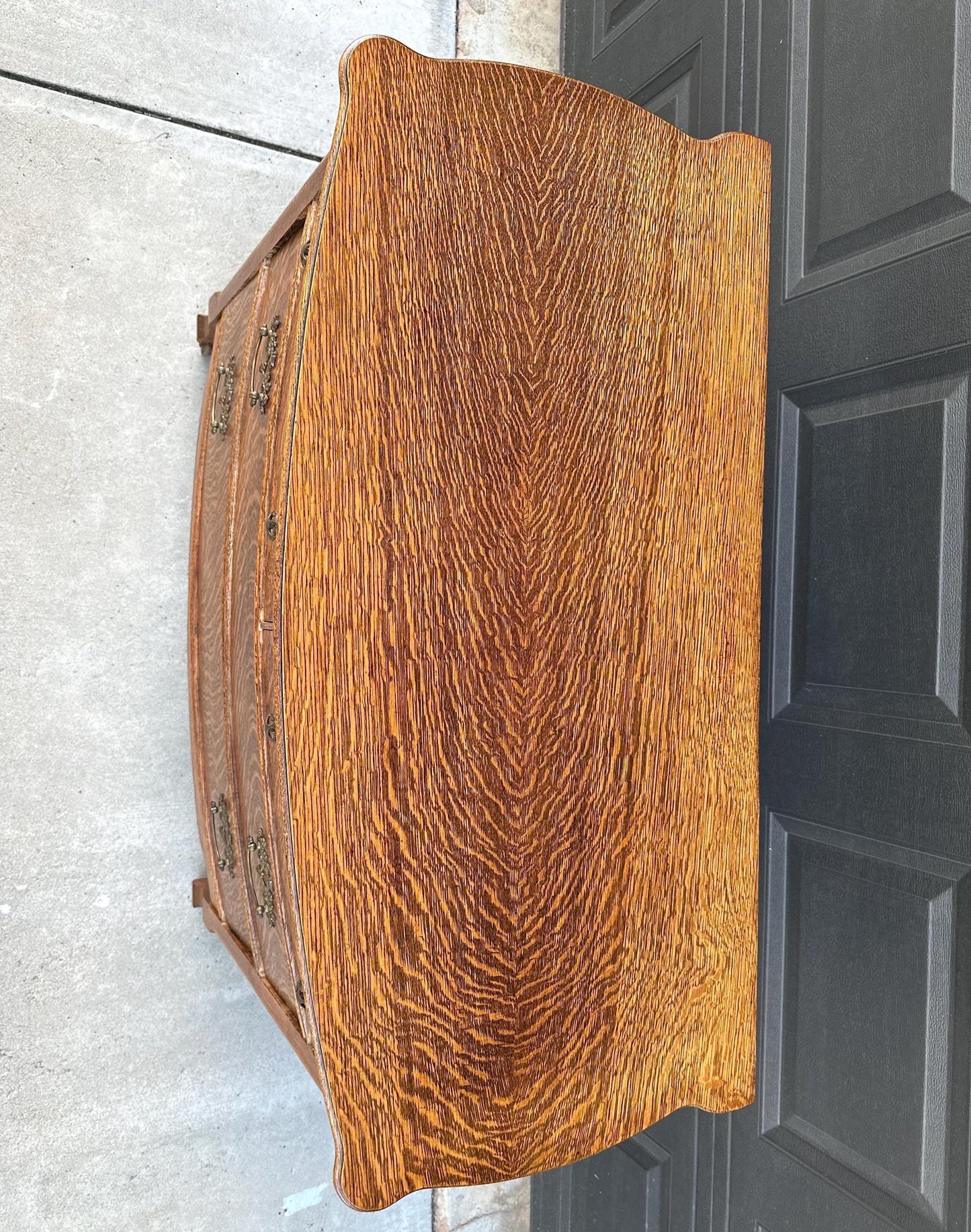 Antique 1920's Tiger Oak Four Drawer Chest on Casters