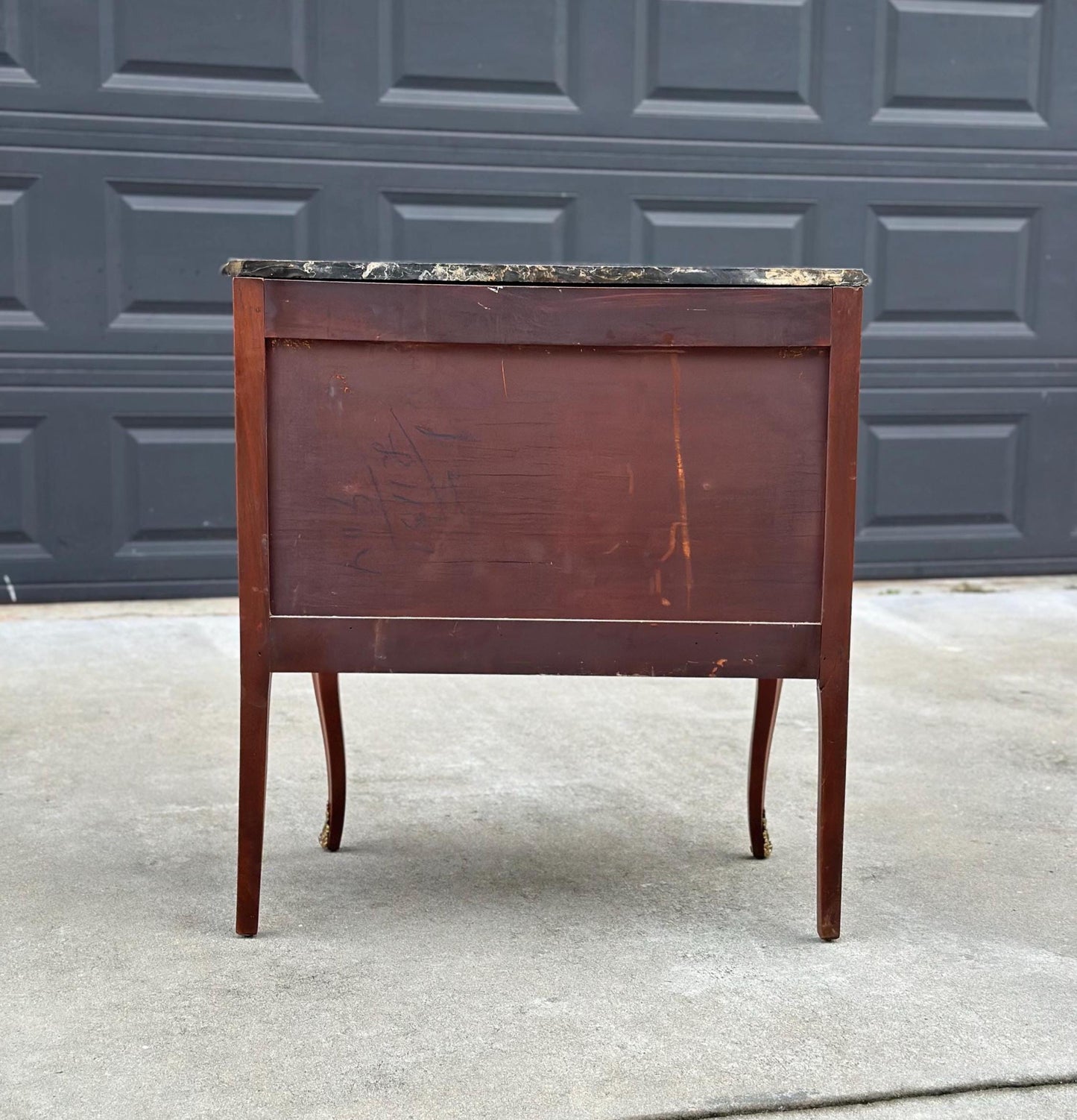 Antique Late 1800's Italian Black Marble Ormolu Chest of Drawers