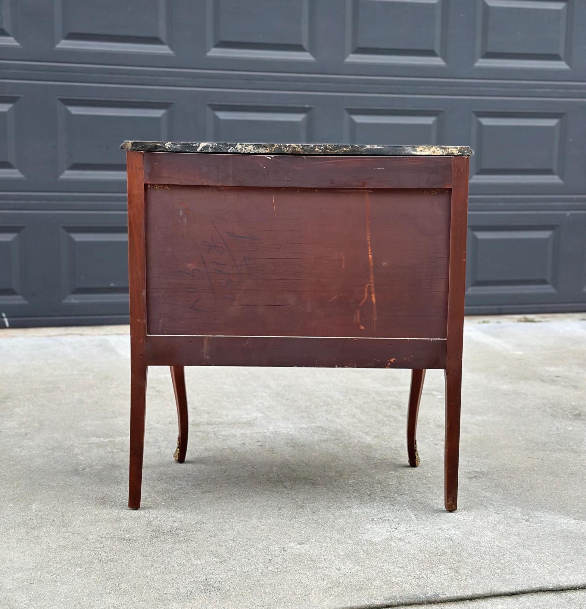 Antique Late 1800's Italian Black Marble Ormolu Chest of Drawers