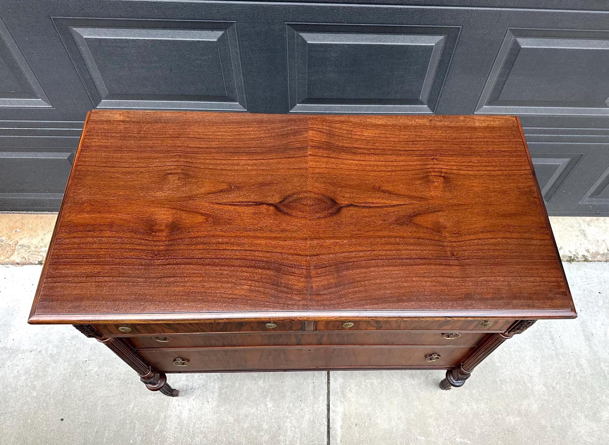 Antique Early 1900's French Walnut Chest of Drawers on Casters