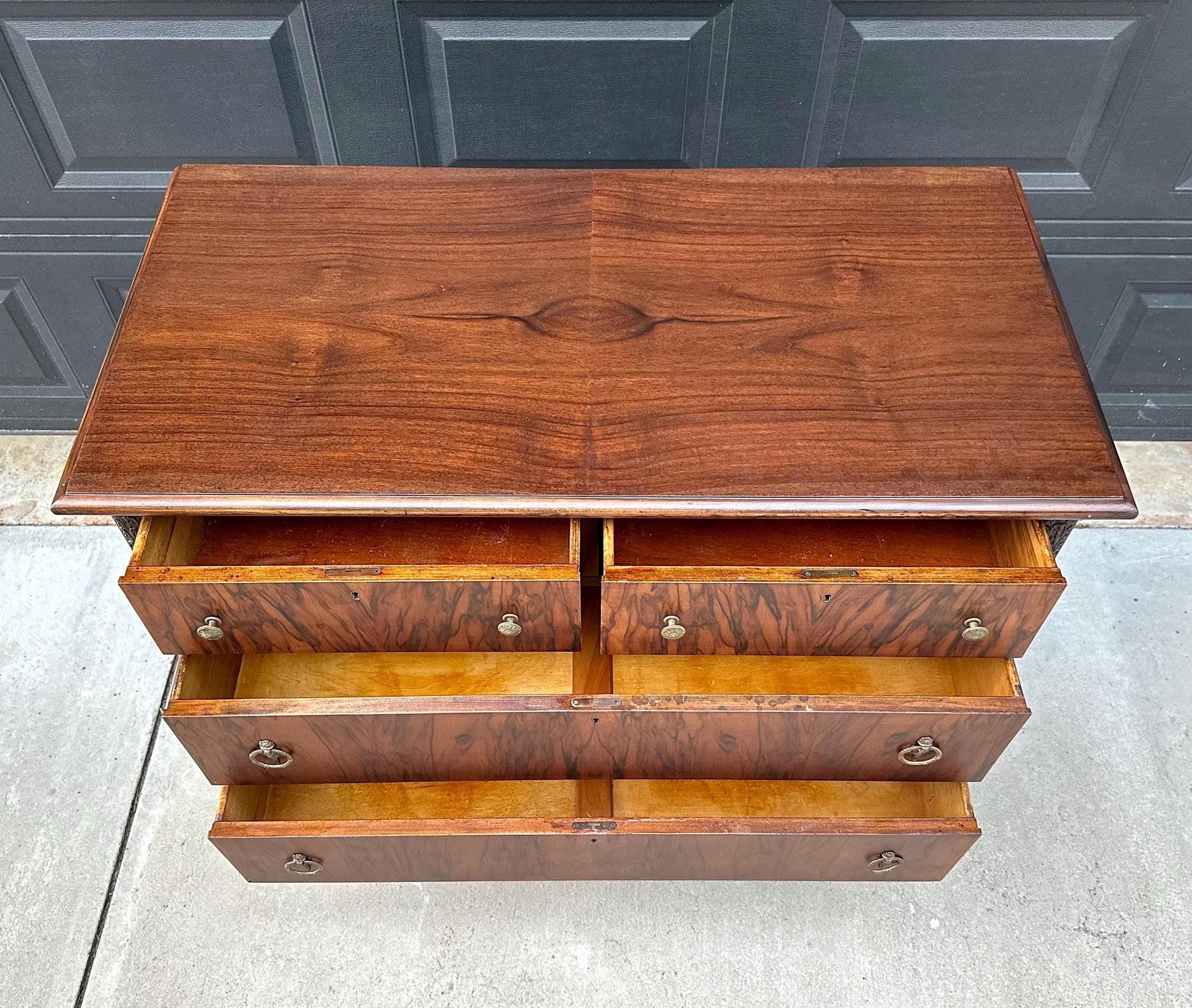 Antique Early 1900's French Walnut Chest of Drawers on Casters