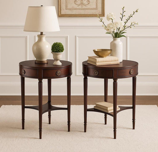 Early 1900's Solid Mahogany Charak End Tables - a Pair