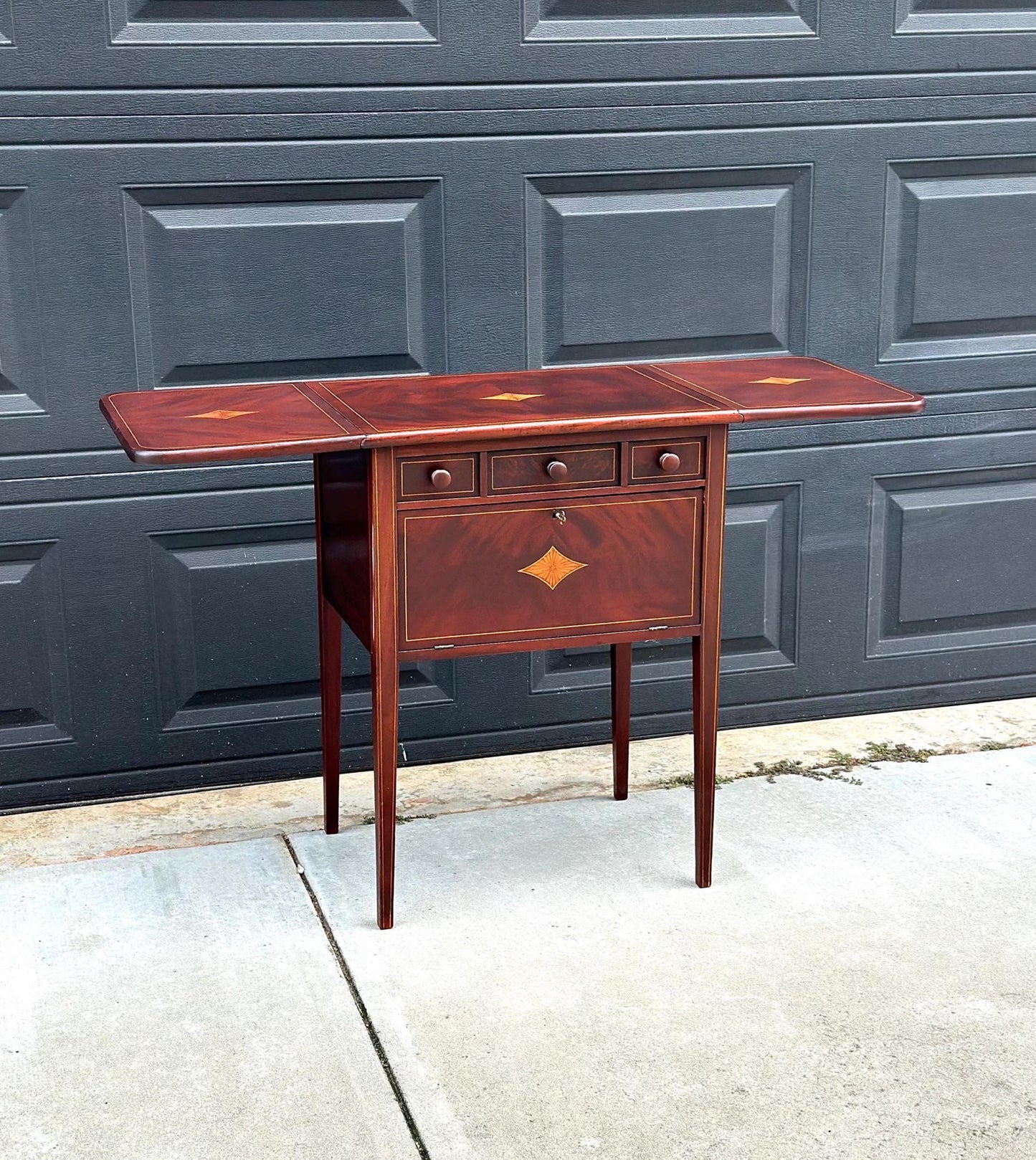Vintage 1940's Inlaid Mahogany Drop Leaf Table