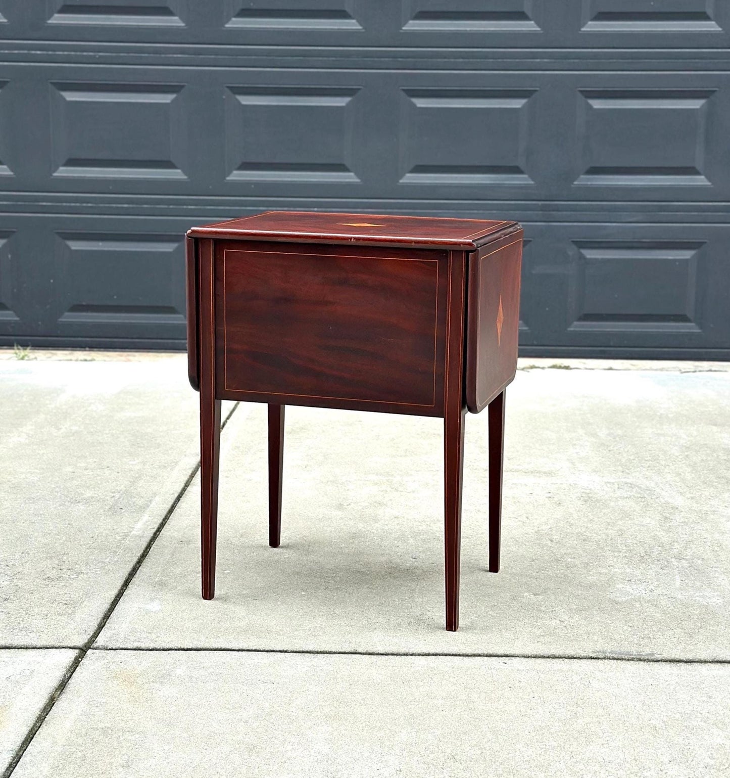 Vintage 1940's Inlaid Mahogany Drop Leaf Table