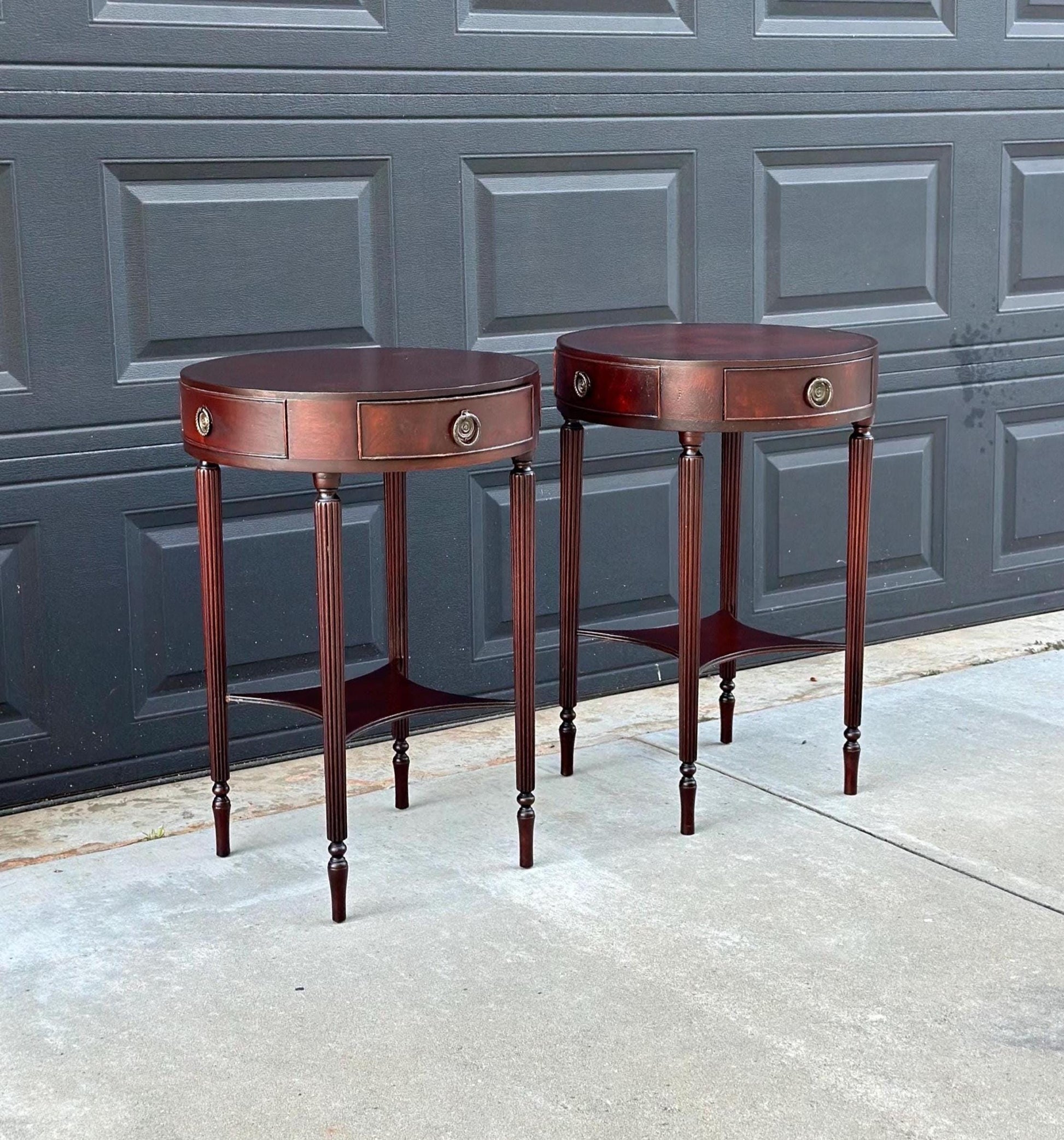 Early 1900's Solid Mahogany Charak End Tables - a Pair