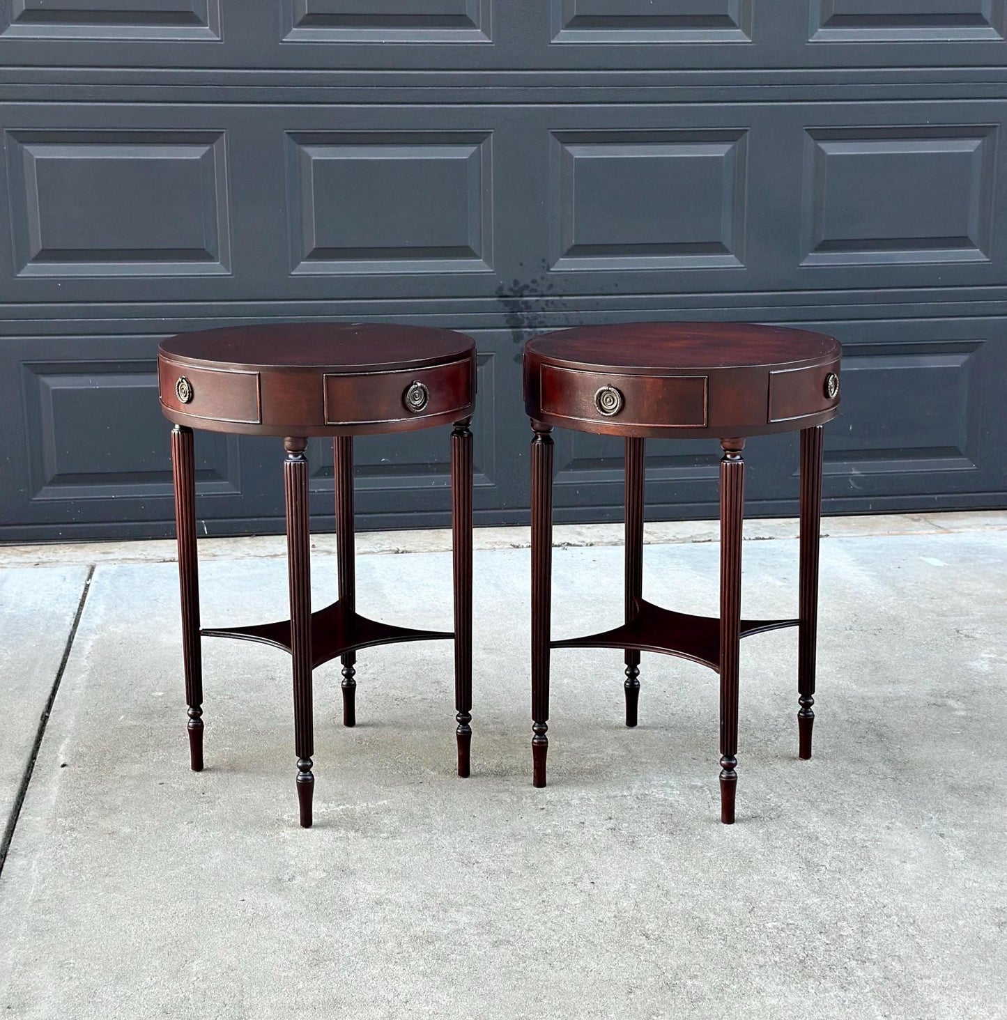 Early 1900's Solid Mahogany Charak End Tables - a Pair