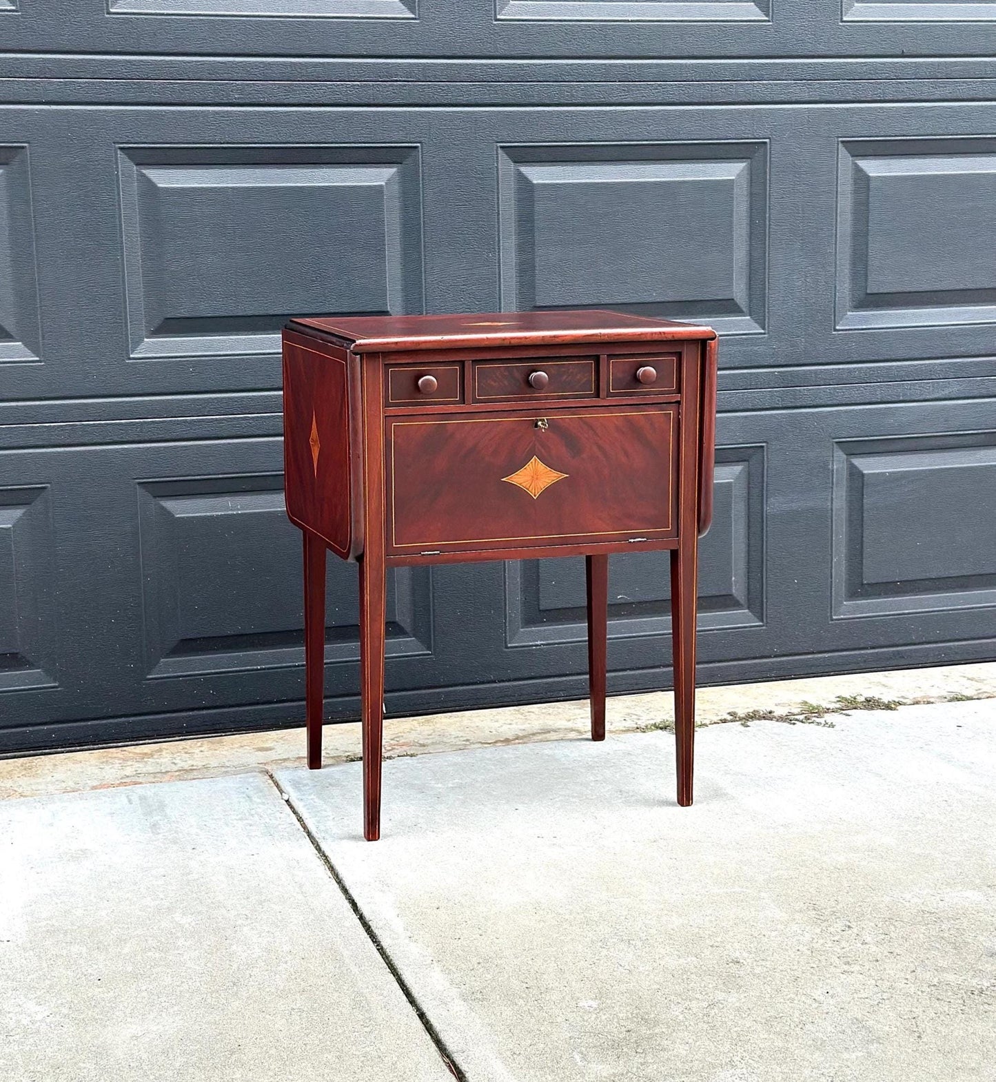 Vintage 1940's Inlaid Mahogany Drop Leaf Table