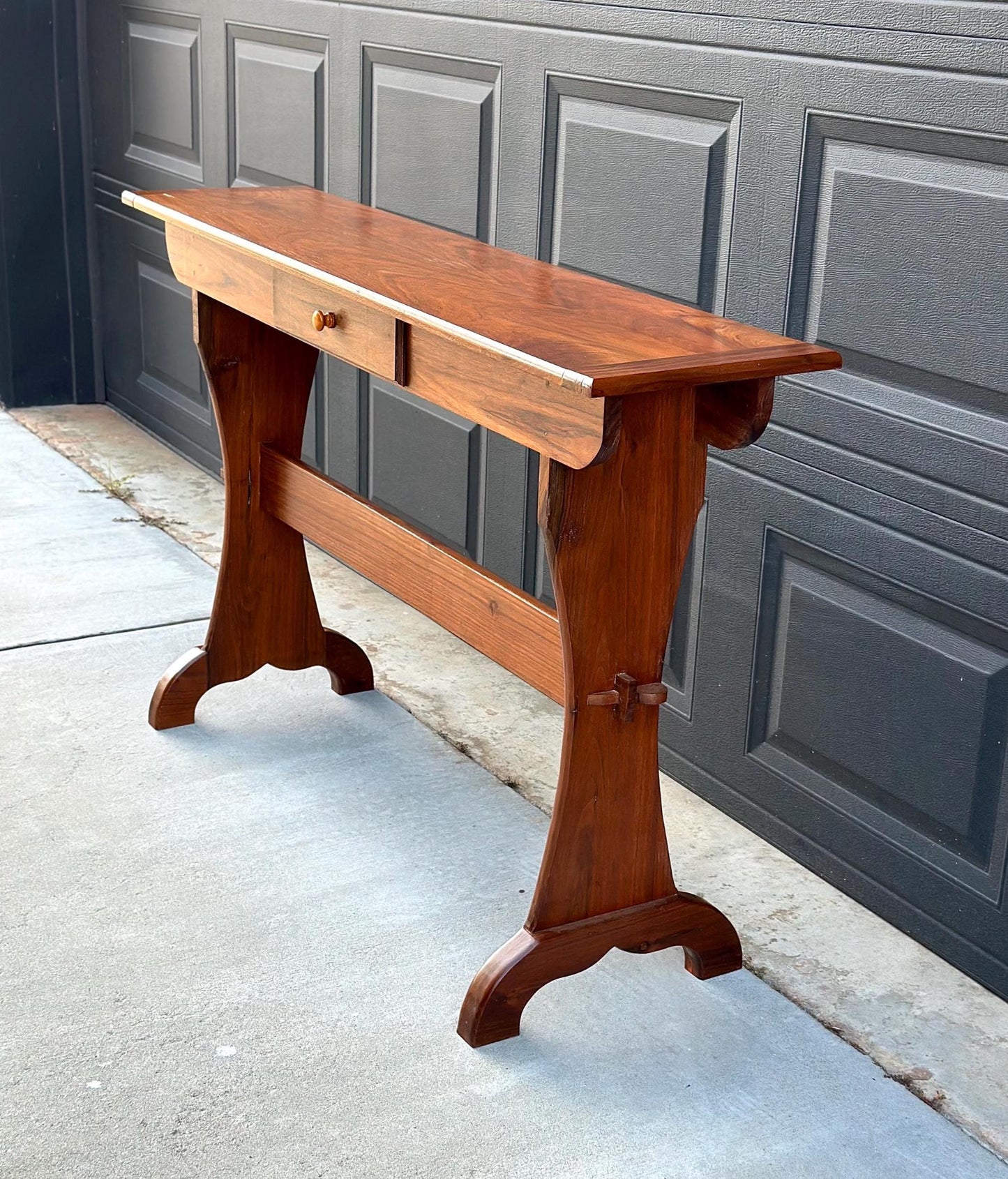 Vintage 1960's Solid Wood Narrow Cherry Hall Table