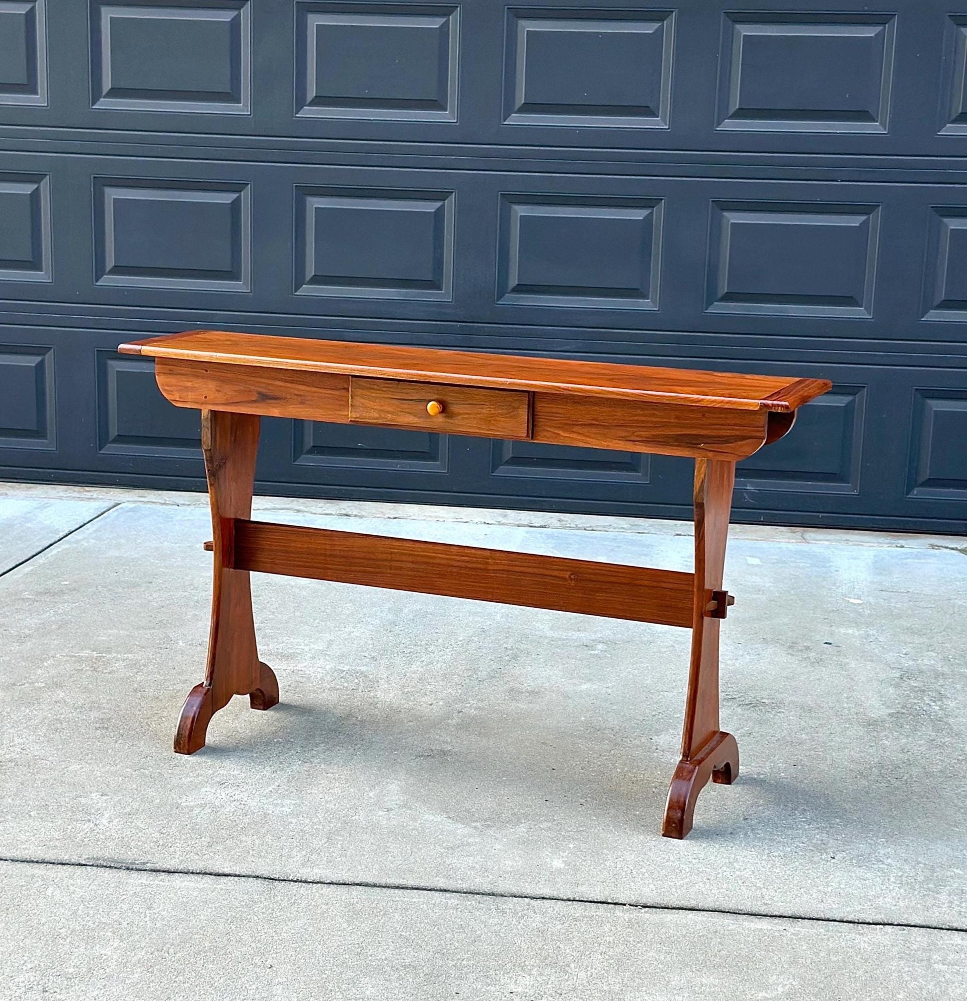 Vintage 1960's Solid Wood Narrow Cherry Hall Table