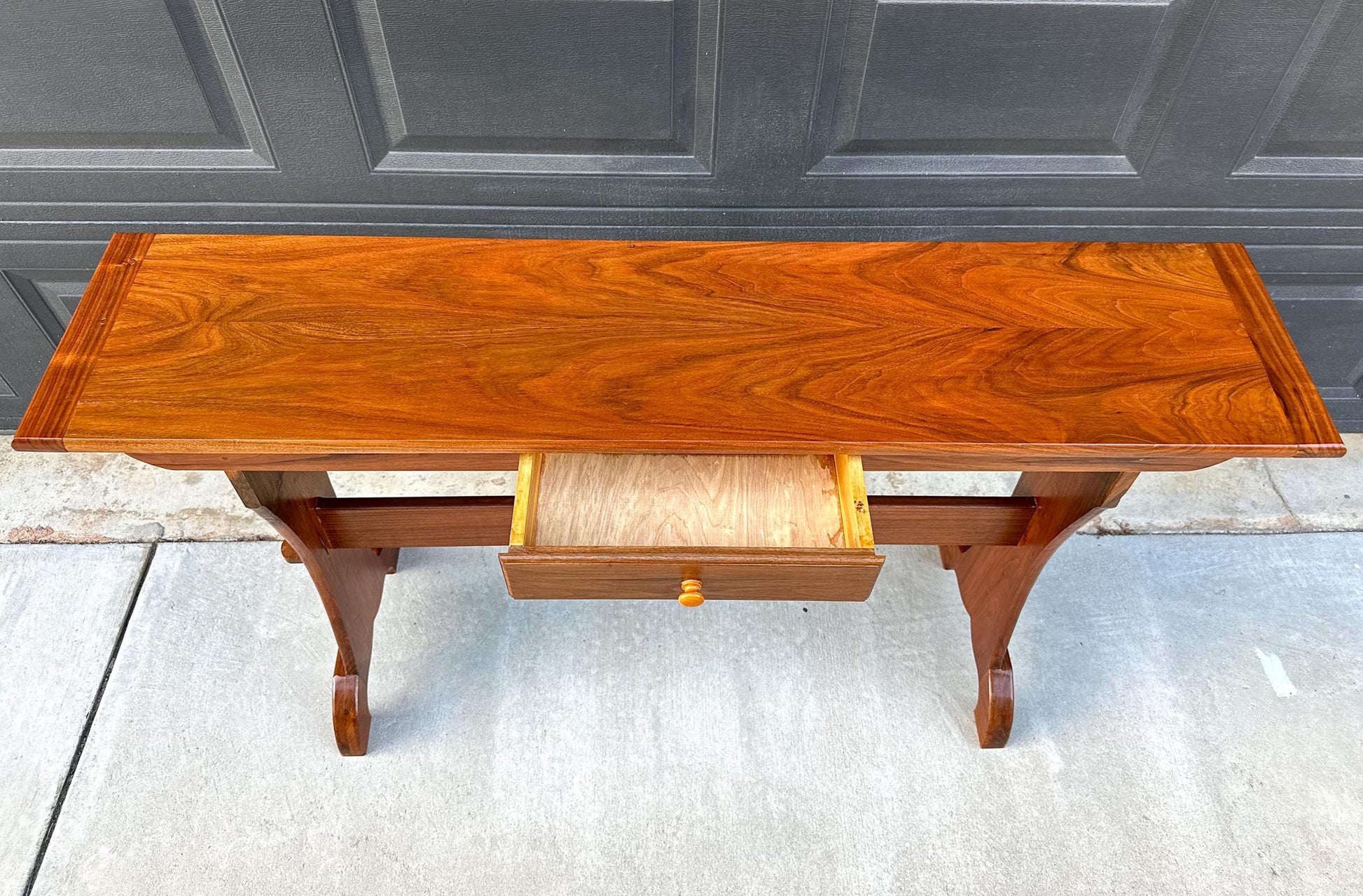 Vintage 1960's Solid Wood Narrow Cherry Hall Table