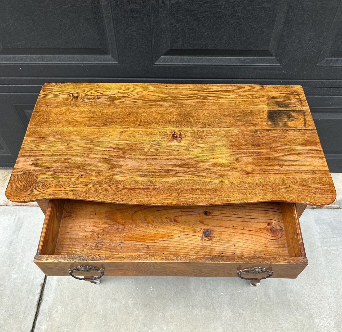 Antique Early 1900's Tiger Oak Lowboy Cabinet on Casters
