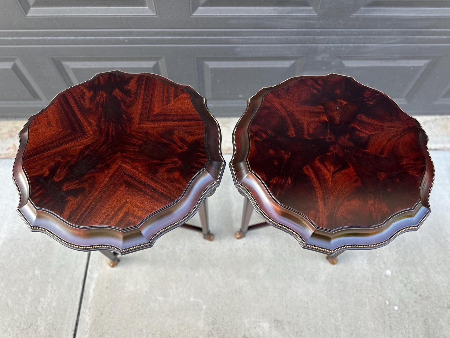 Vintage Mid 1900's Mahogany Wood Round End Tables - a Pair