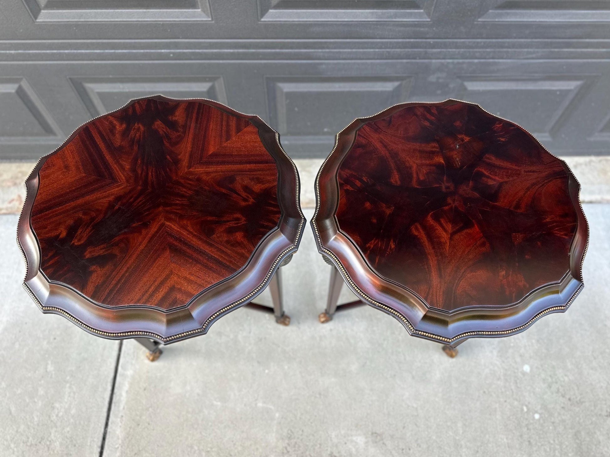 Vintage Mid 1900's Mahogany Wood Round End Tables - a Pair