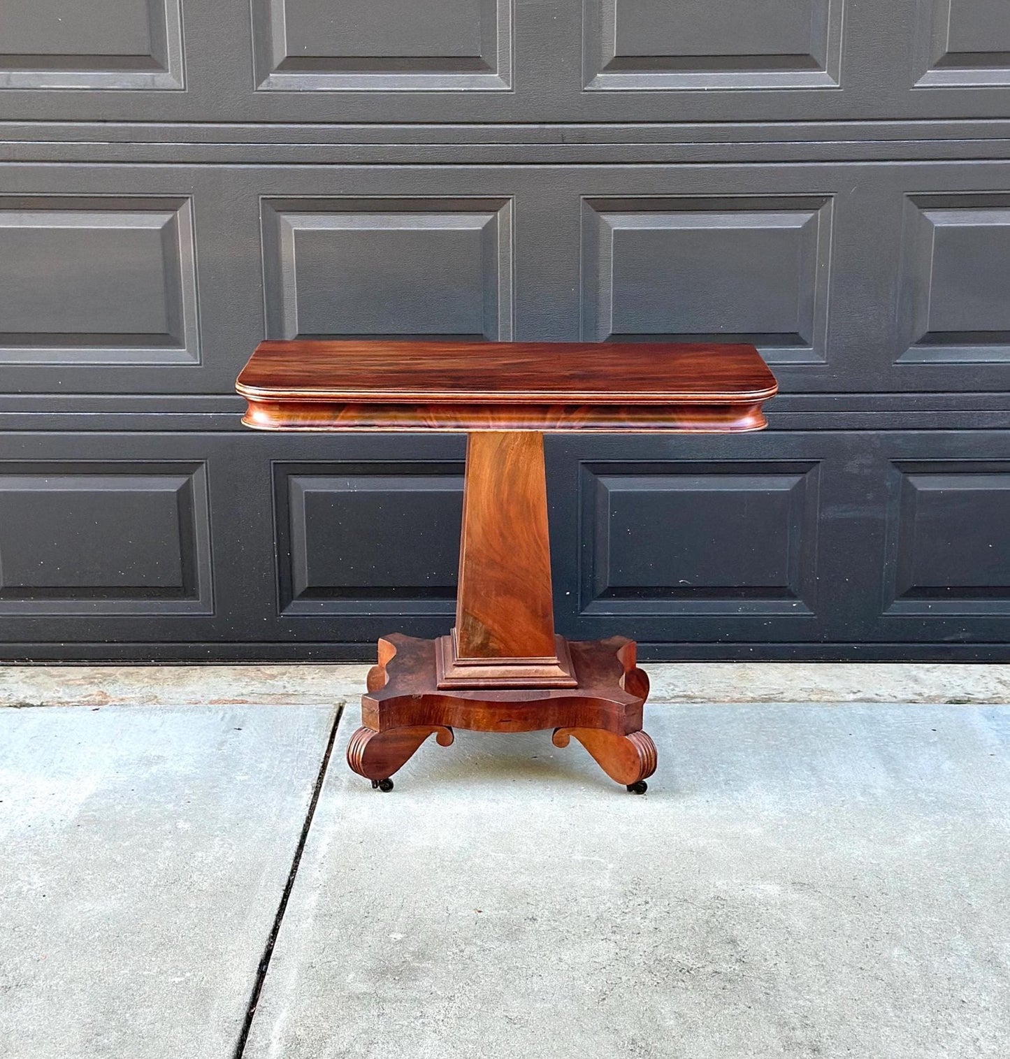 Antique Mid 1800's Mahogany Wood Accent Table on Casters