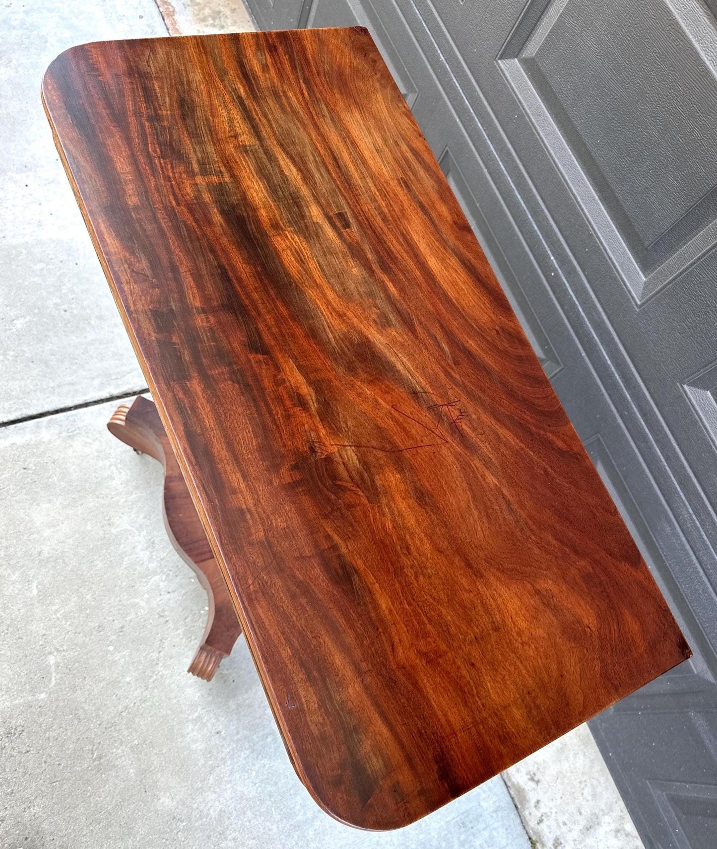 Antique Mid 1800's Mahogany Wood Accent Table on Casters