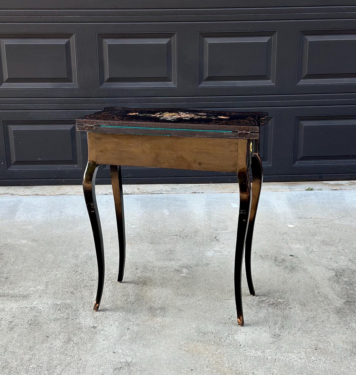 Antique Early 1900's Hand Painted Florentine Console & Flip Top Game Table