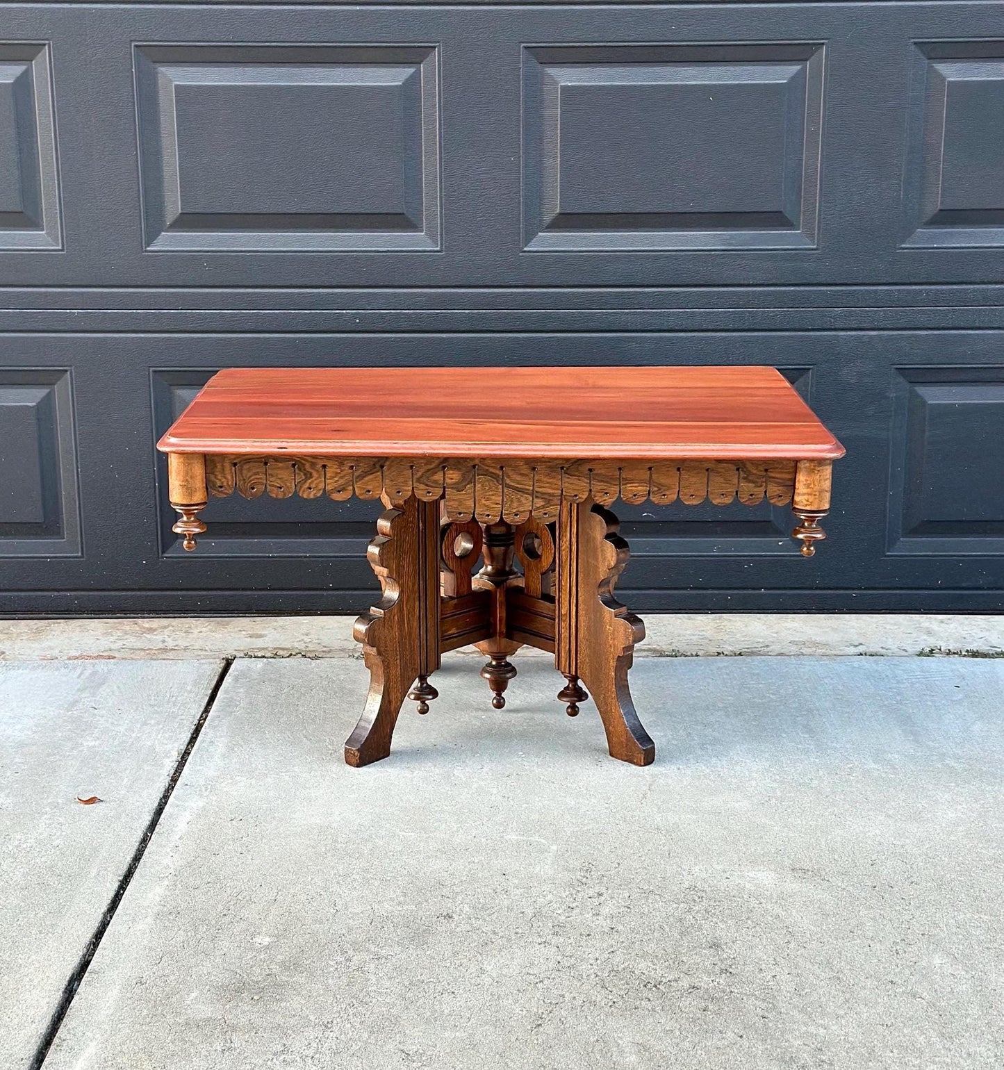 Antique Late 1800's Victorian Maple & Oak Wood Coffee Table