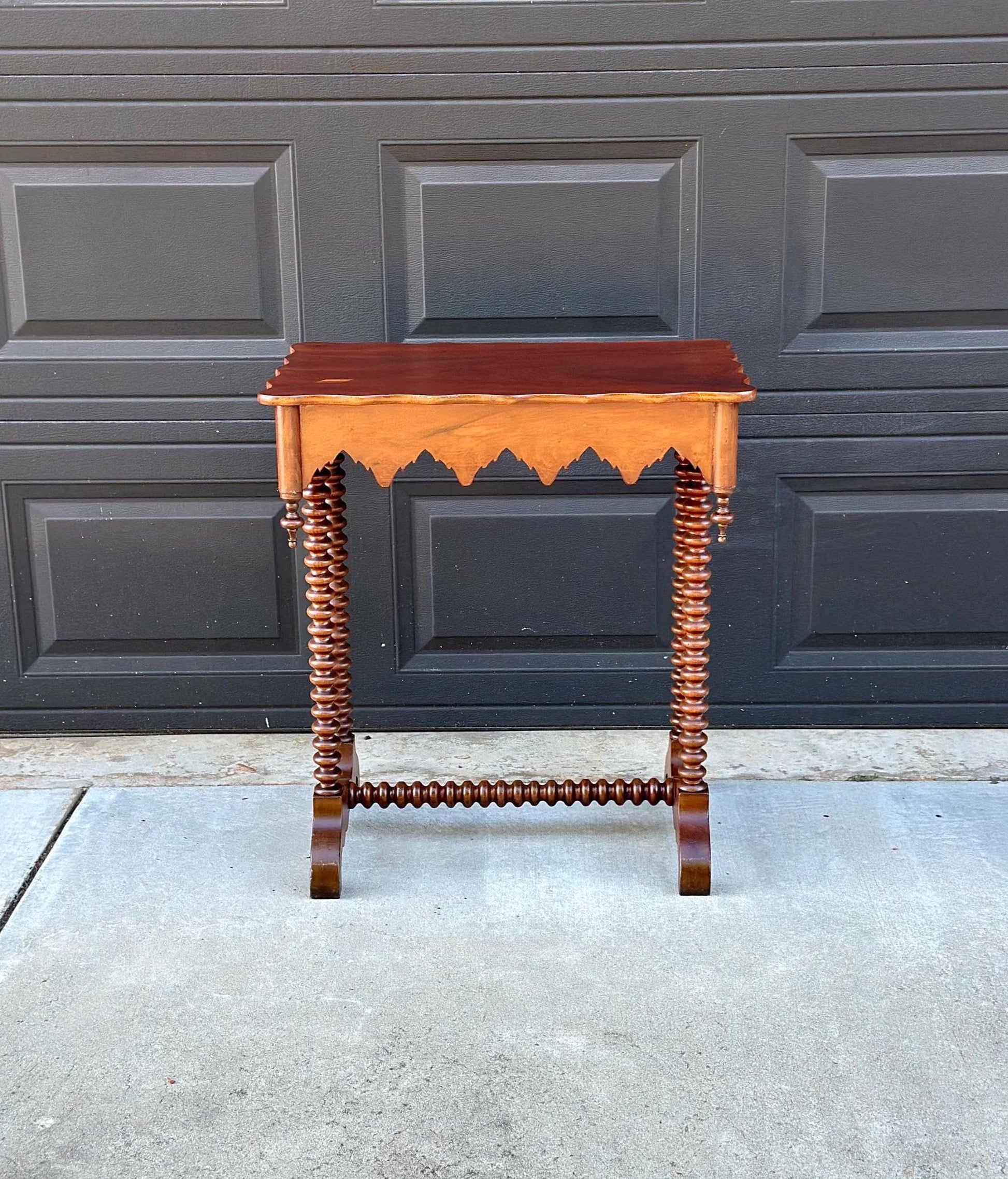 Antique 1880's Victorian Eastlake Solid Maple Wood Single Drawer Spindle Leg Accent Table