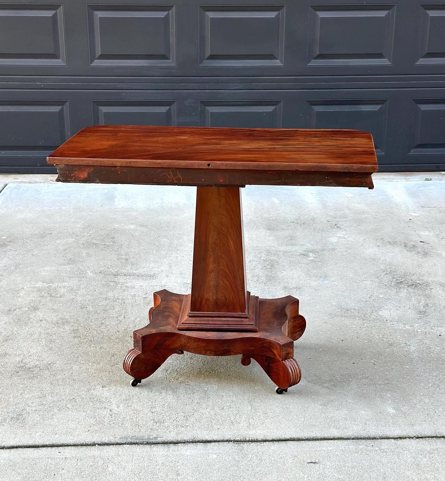 Antique Mid 1800's Mahogany Wood Accent Table on Casters