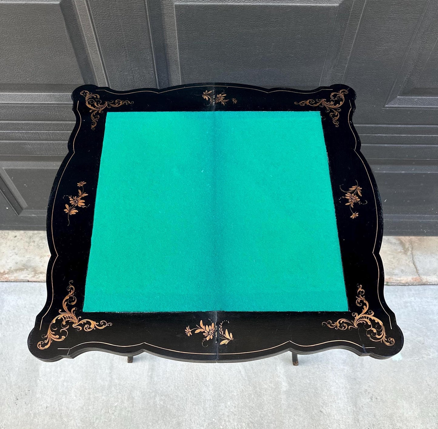 Antique Early 1900's Hand Painted Florentine Console & Flip Top Game Table
