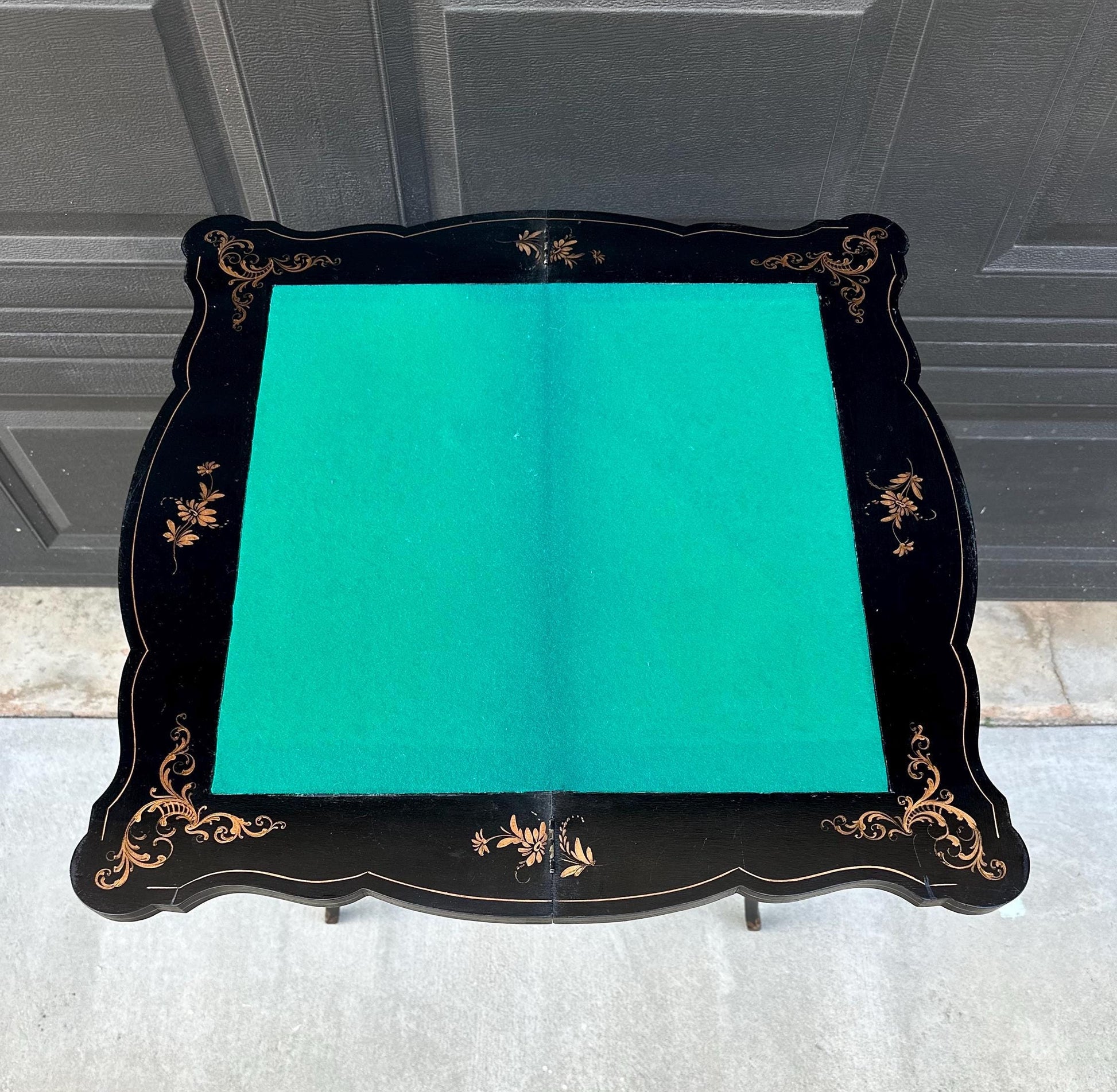 Antique Early 1900's Hand Painted Florentine Console & Flip Top Game Table