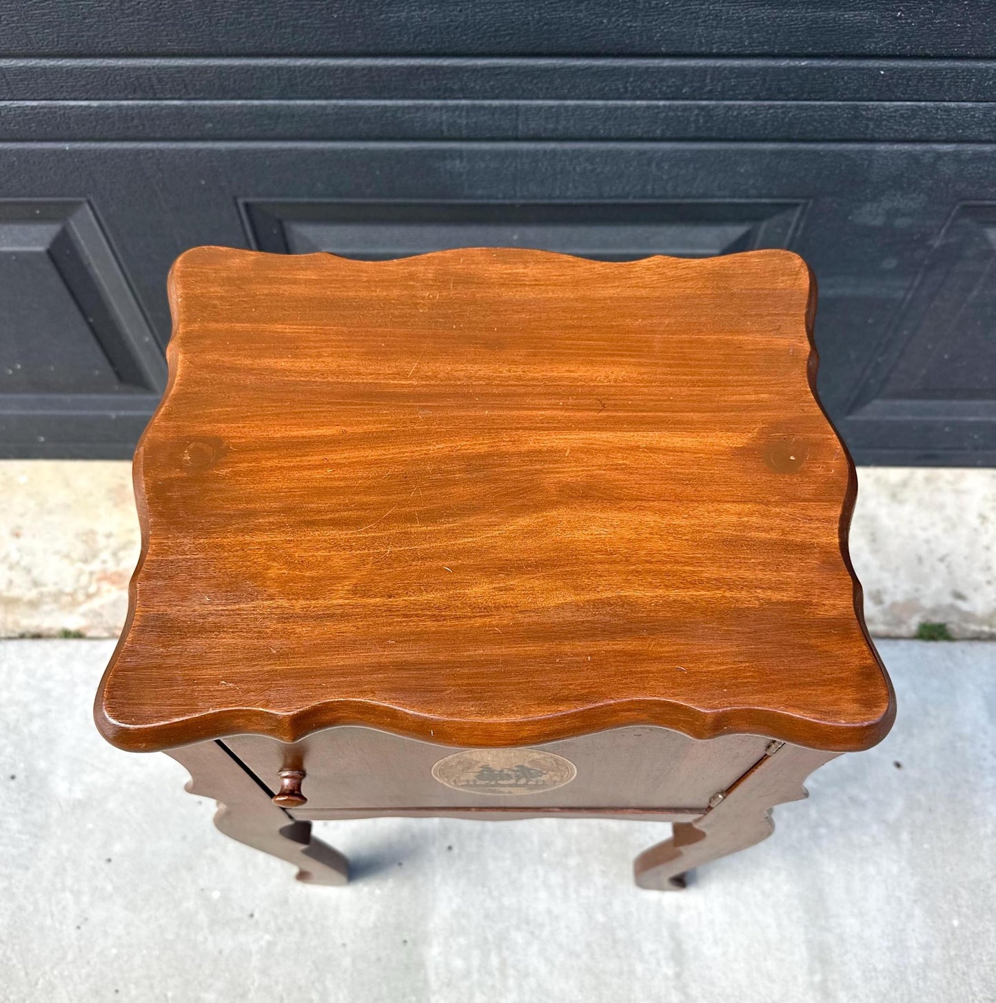 Antique Early 1900's Solid Wood Copper Lined Cabinet Small Cherry Table