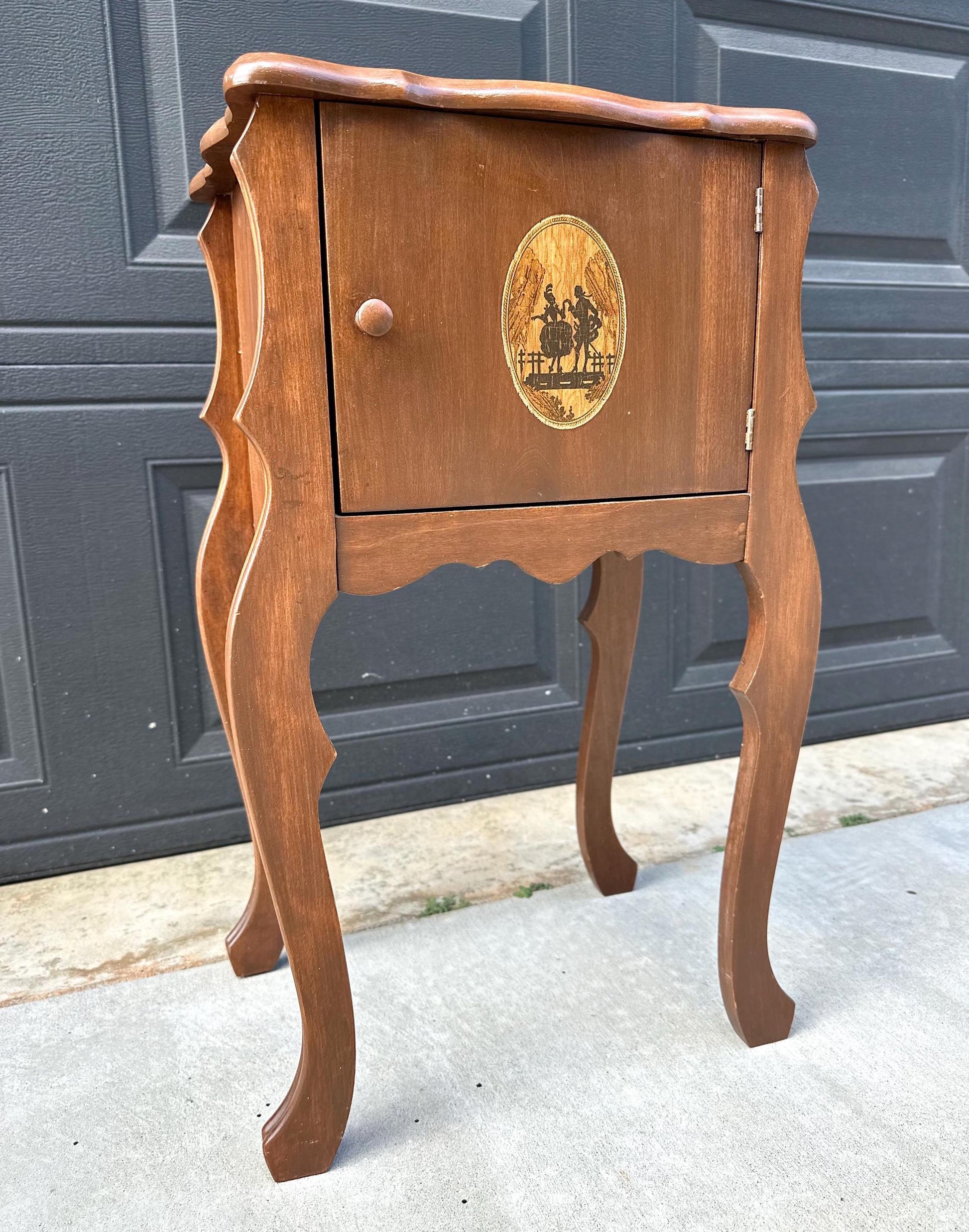 Antique Early 1900's Solid Wood Copper Lined Cabinet Small Cherry Table
