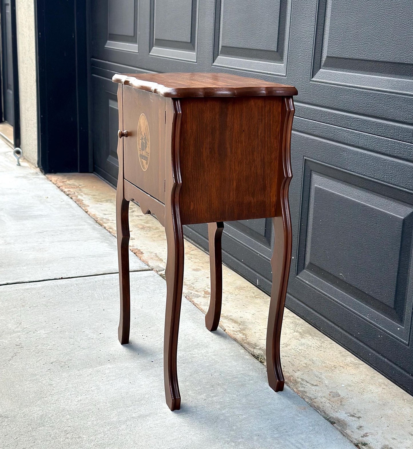 Antique Early 1900's Solid Wood Copper Lined Cabinet Small Cherry Table