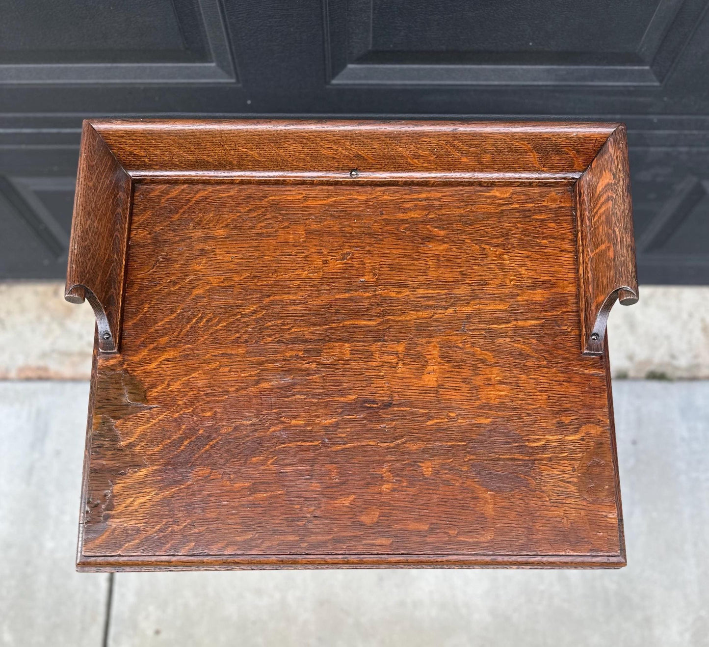 Antique Late 1800's Quarter Sawn Oak Carved Accent Cabinet