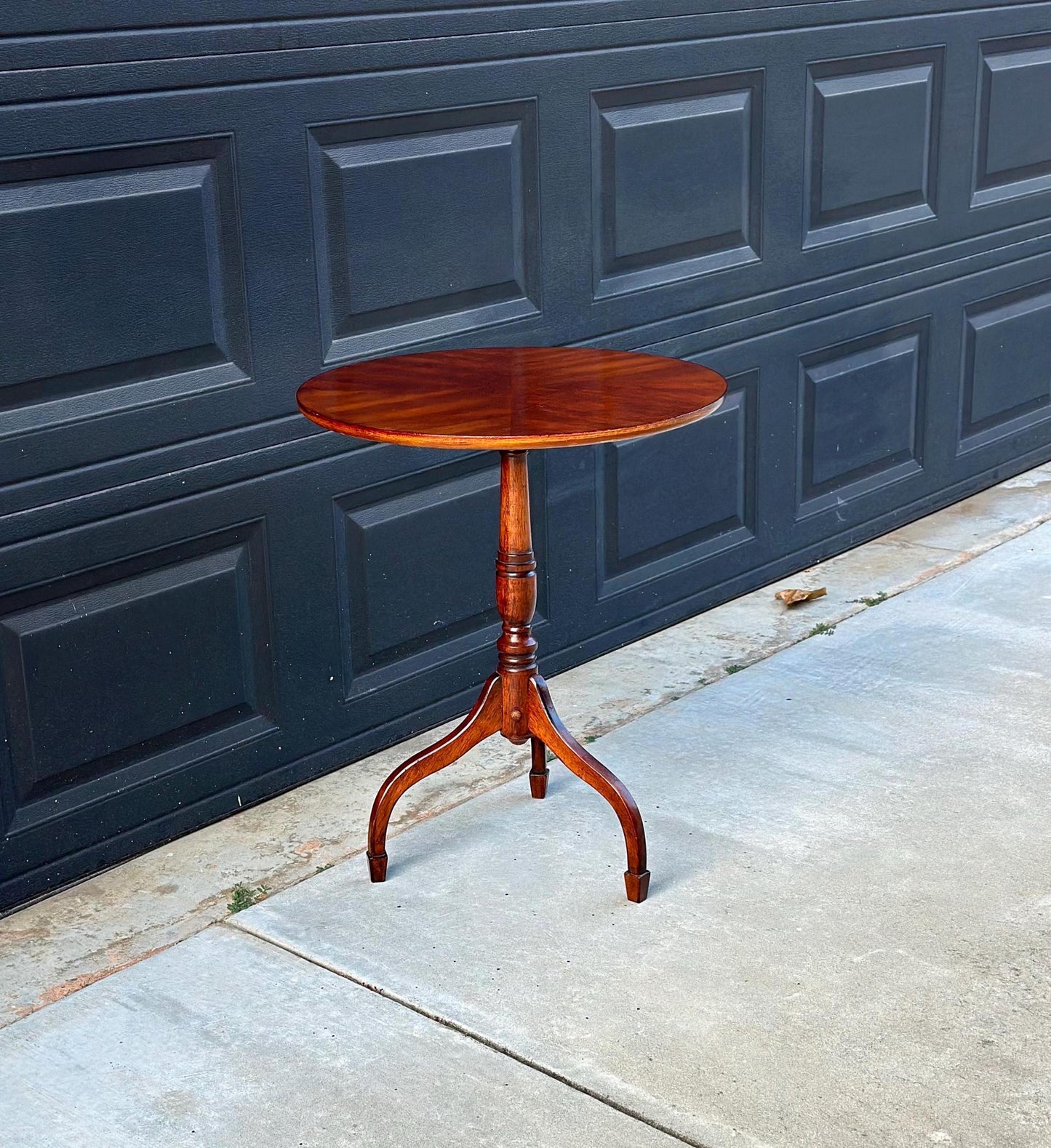 Vintage Mid 1900's Inlaid Cherry Wood Federal Tripod Side Table