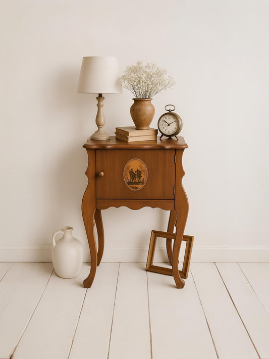 Antique Early 1900's Solid Wood Copper Lined Cabinet Small Cherry Table