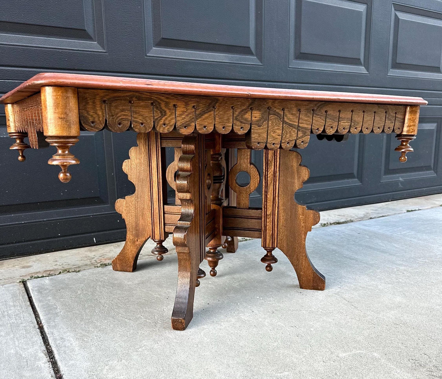 Antique Late 1800's Victorian Maple & Oak Wood Coffee Table