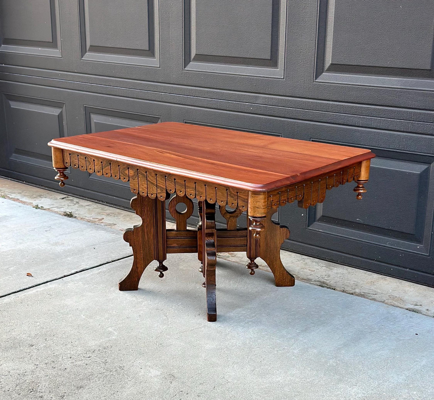 Antique Late 1800's Victorian Maple & Oak Wood Coffee Table