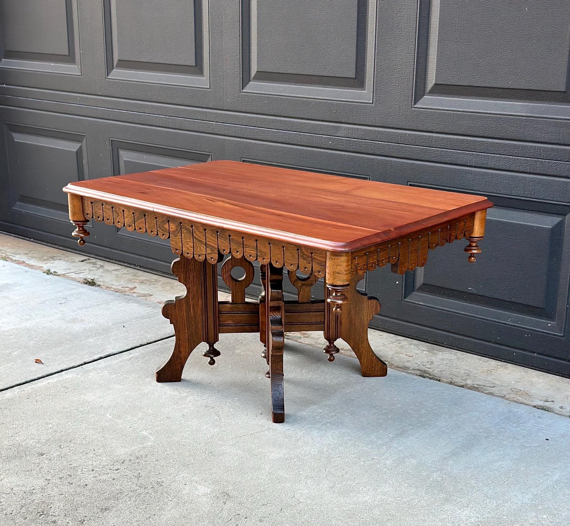Antique Late 1800's Victorian Maple & Oak Wood Coffee Table