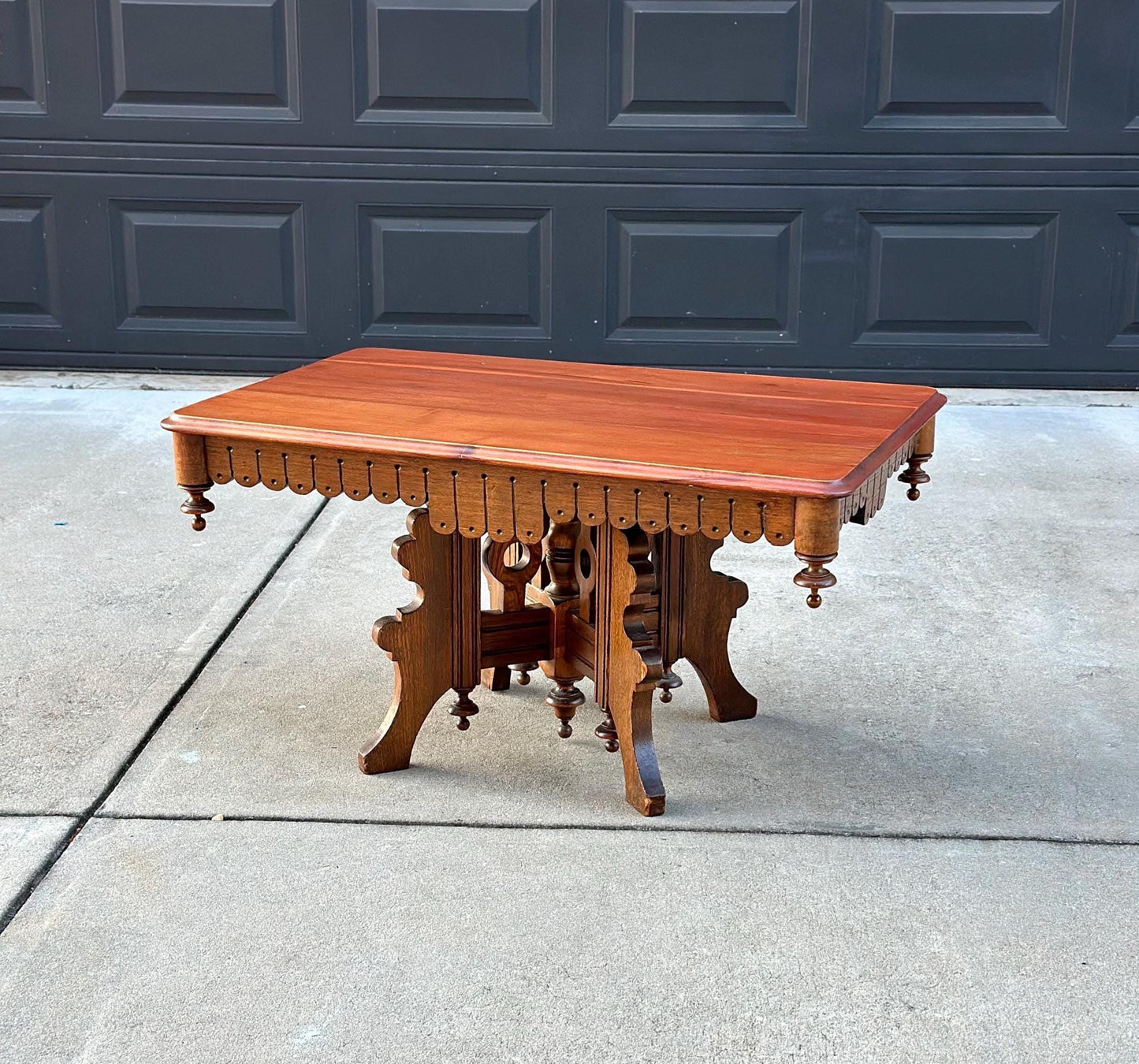 Antique Late 1800's Victorian Maple & Oak Wood Coffee Table
