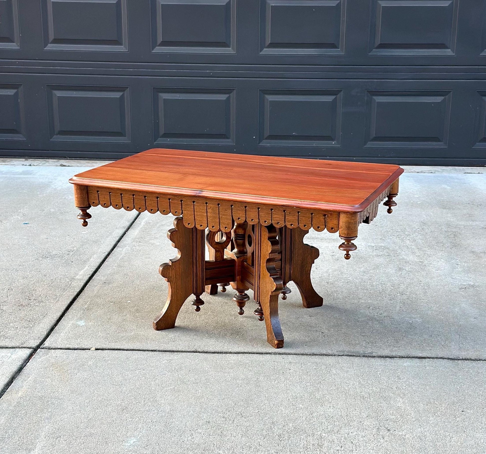 Antique Late 1800's Victorian Maple & Oak Wood Coffee Table