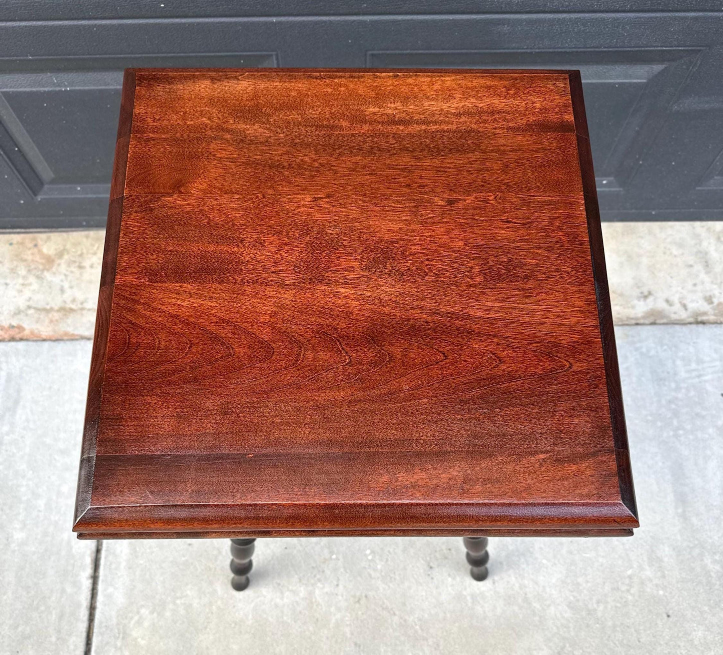 Antique Early 1900's Solid Wood Spindle Leg Mahogany Accent Table