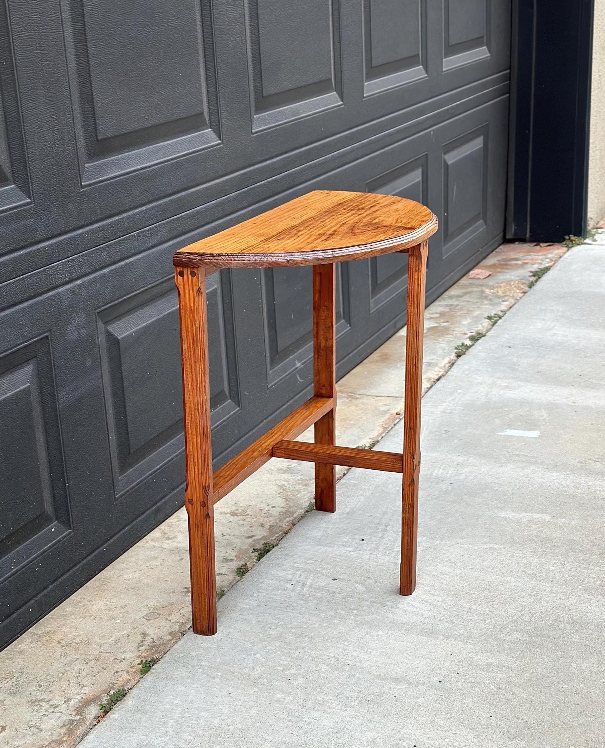 Antique Early 1900's Solid Wood Small Demi Lune Oak Table