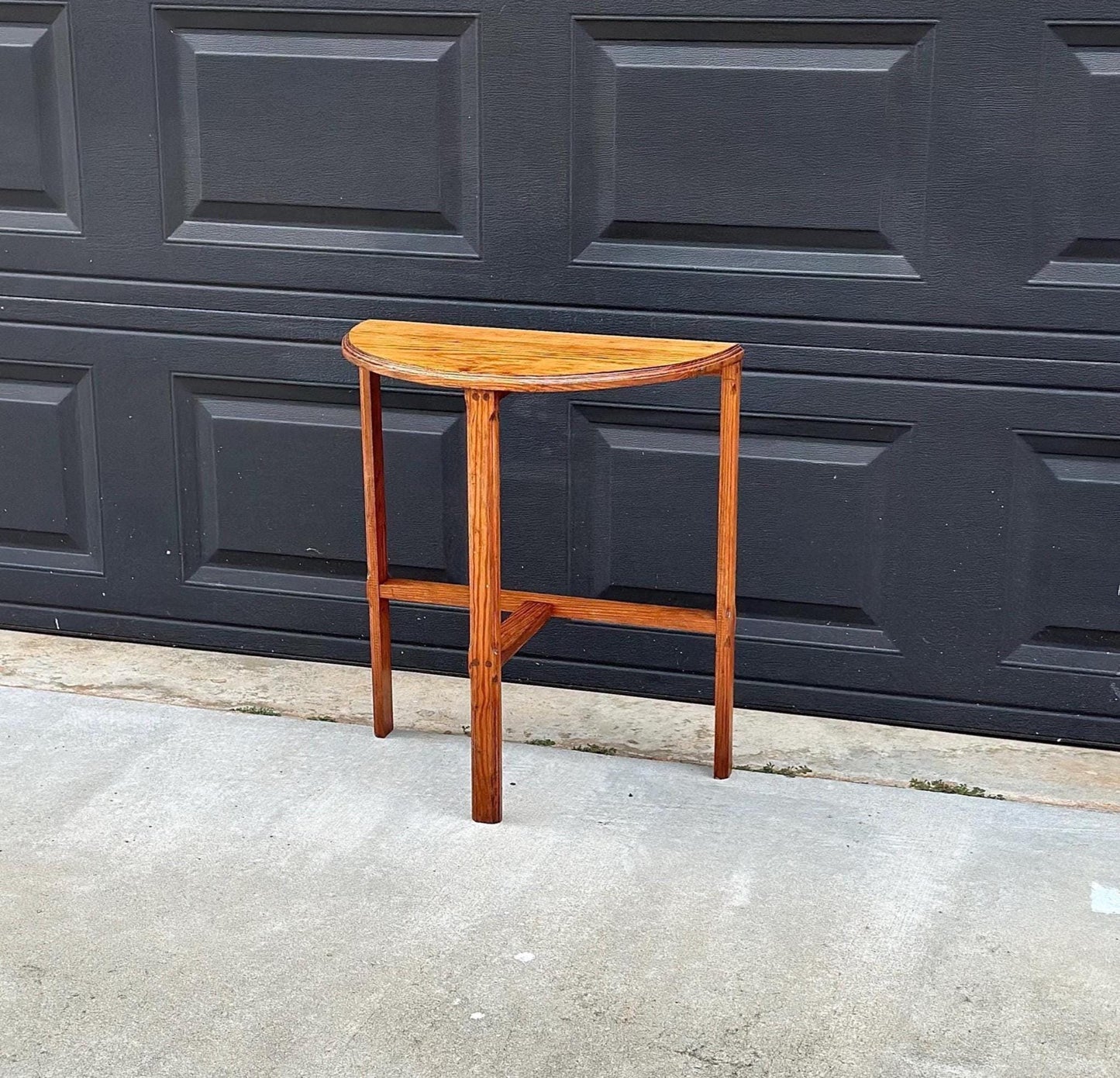 Antique Early 1900's Solid Wood Small Demi Lune Oak Table
