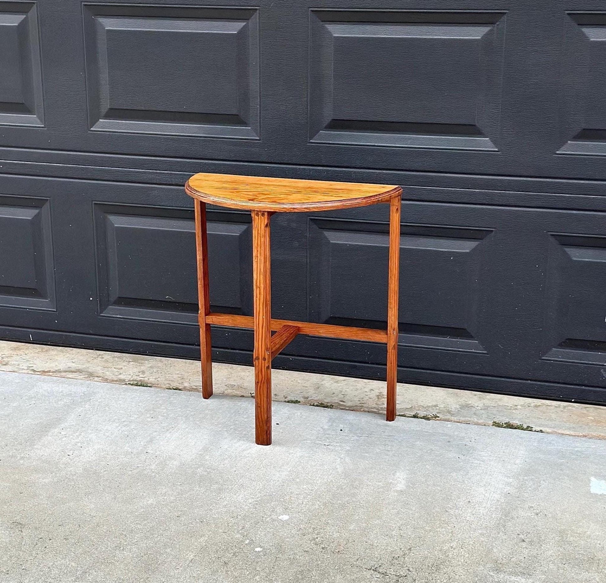 Antique Early 1900's Solid Wood Small Demi Lune Oak Table