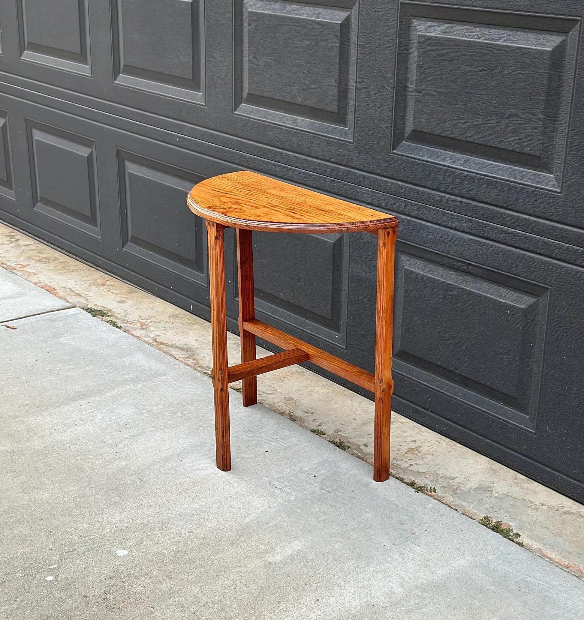 Antique Early 1900's Solid Wood Small Demi Lune Oak Table